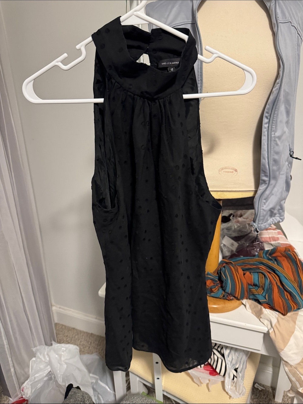 Black Sleeveless Textured Halter tunic
